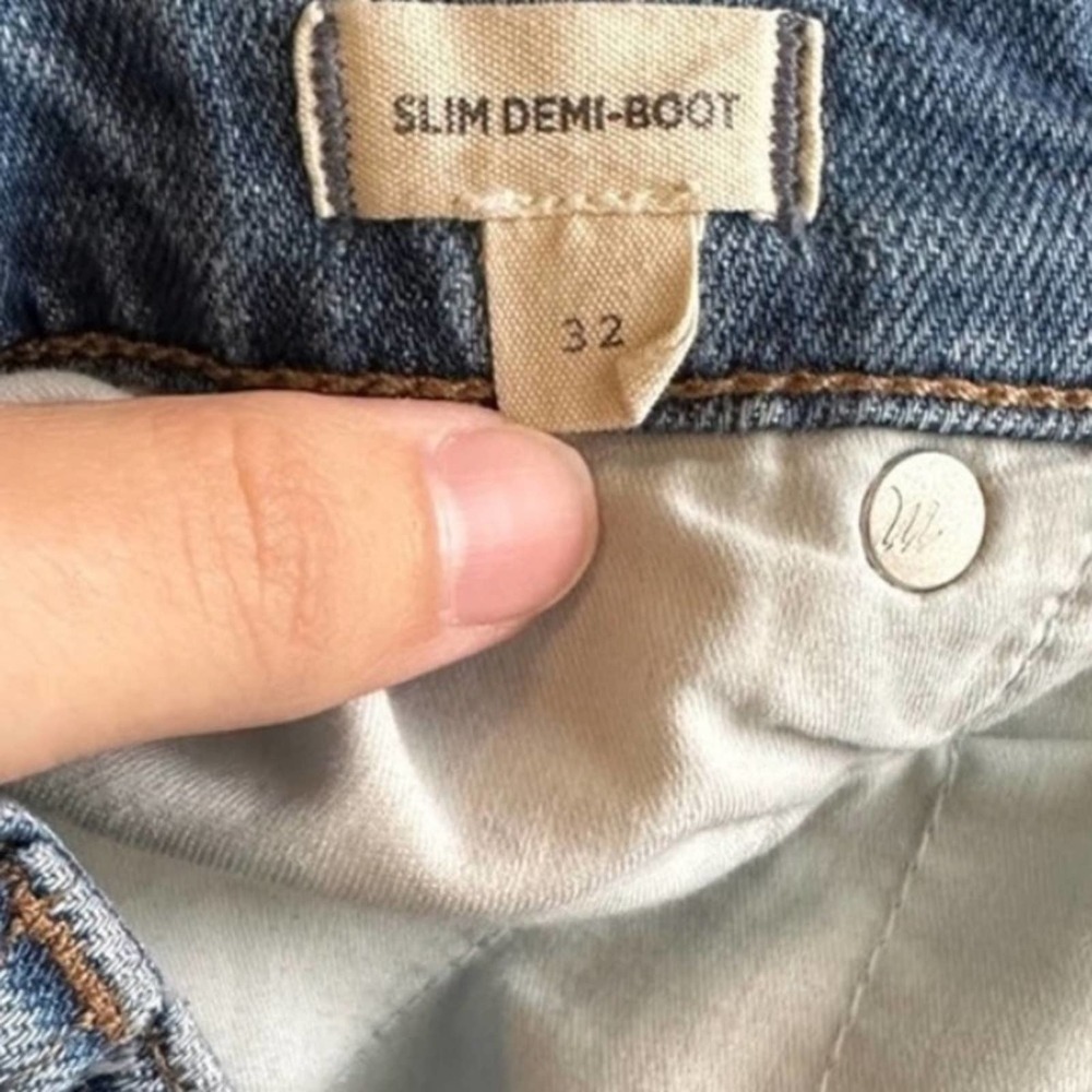 Madewell Women's Slim Demi-Boot Jeans Size 32 NWT Blue Flare High Rise $128 NWT - Picture 13 of 14